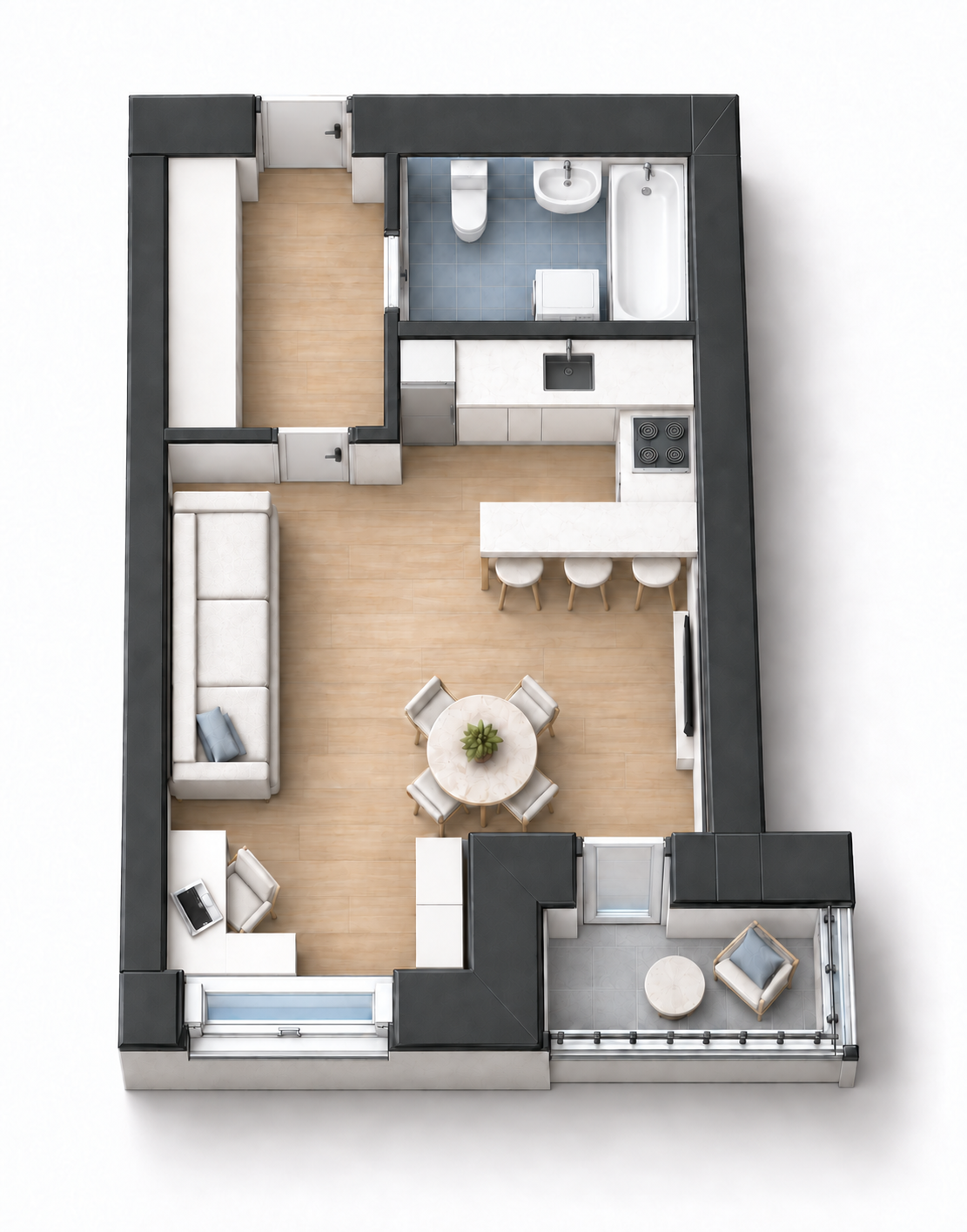 Пример планировки 29,63 м²