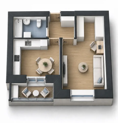 Пример планировки 35,75 м²